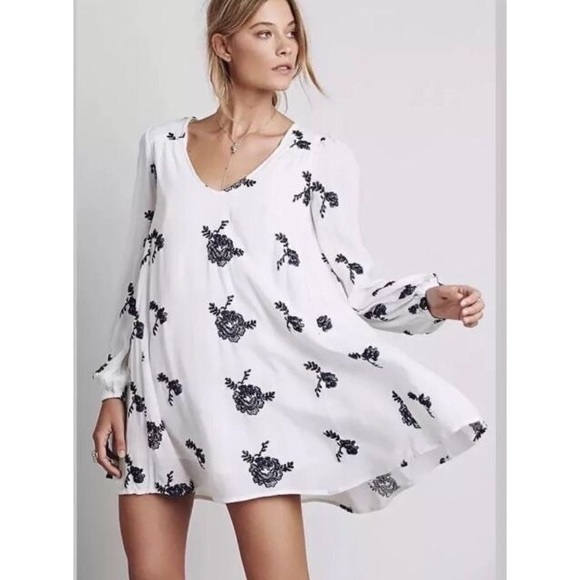 Free People Dresses & Skirts - Free People Emma's Embroidered Swing Dress White